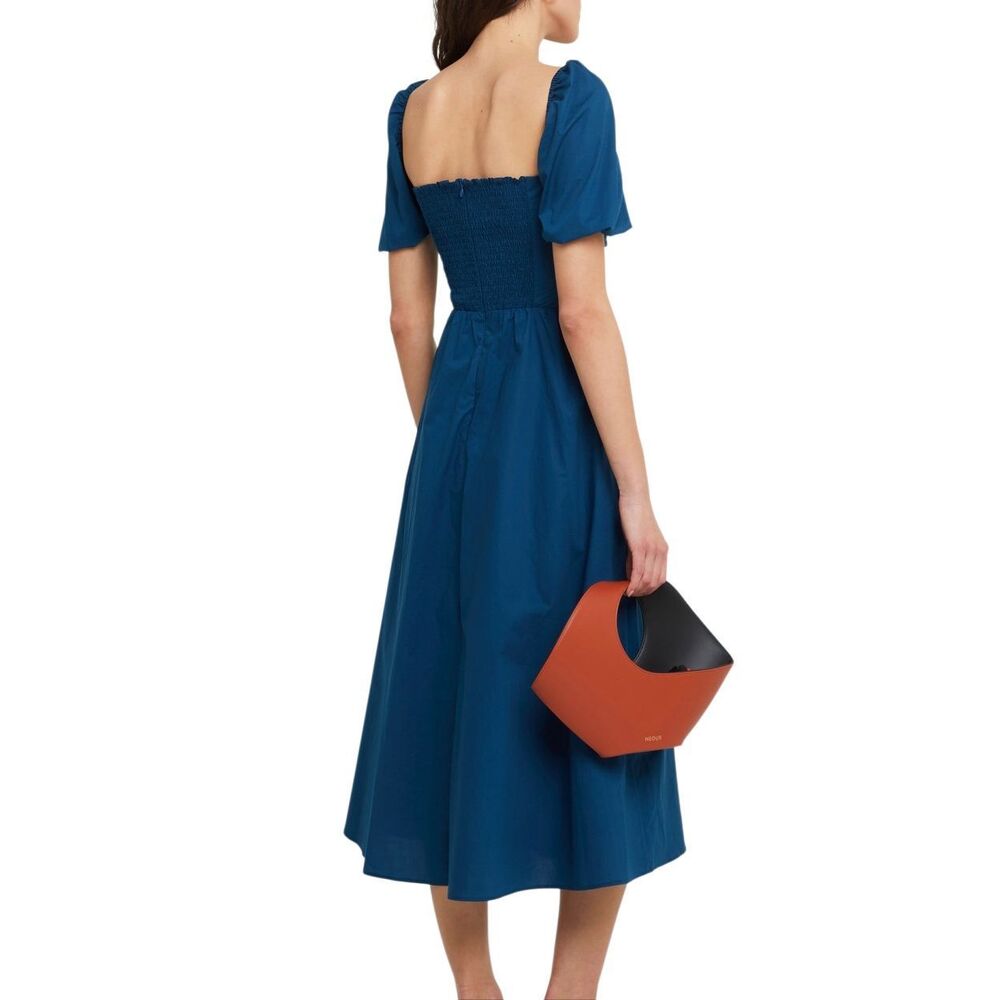 NWT O.P.T. River Smocked Midi Dress In Blue - Picture 2 of 4